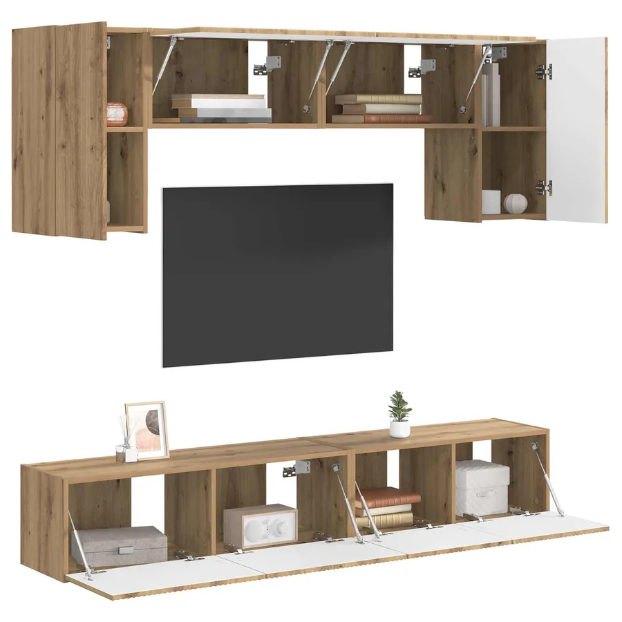 Ensemble meuble TV 4 pcs Chêne artisanal Bois d'ingénierie - 3
