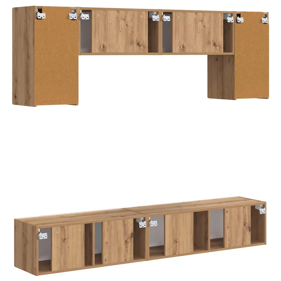 Ensemble meuble TV 4 pcs Chêne artisanal Bois d'ingénierie - 8