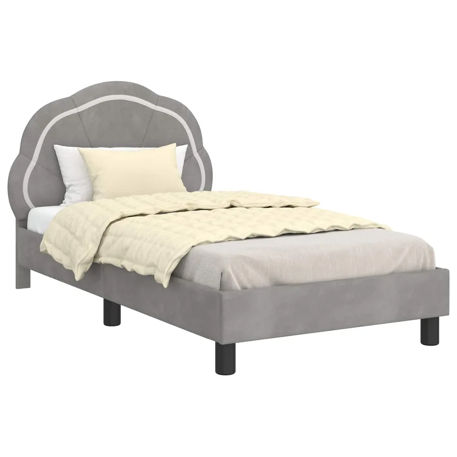 Cadre de lit pour enfants avec tête de lit Gris clair Velours - 2