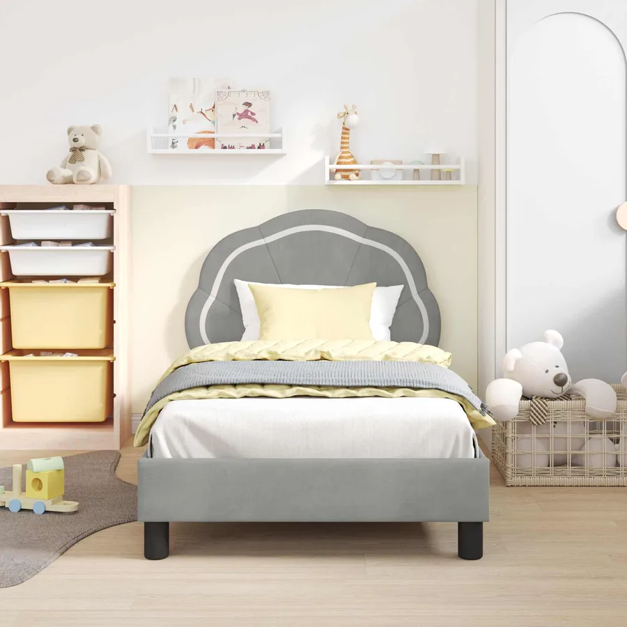 Cadre de lit pour enfants avec tête de lit Gris clair Velours - 3