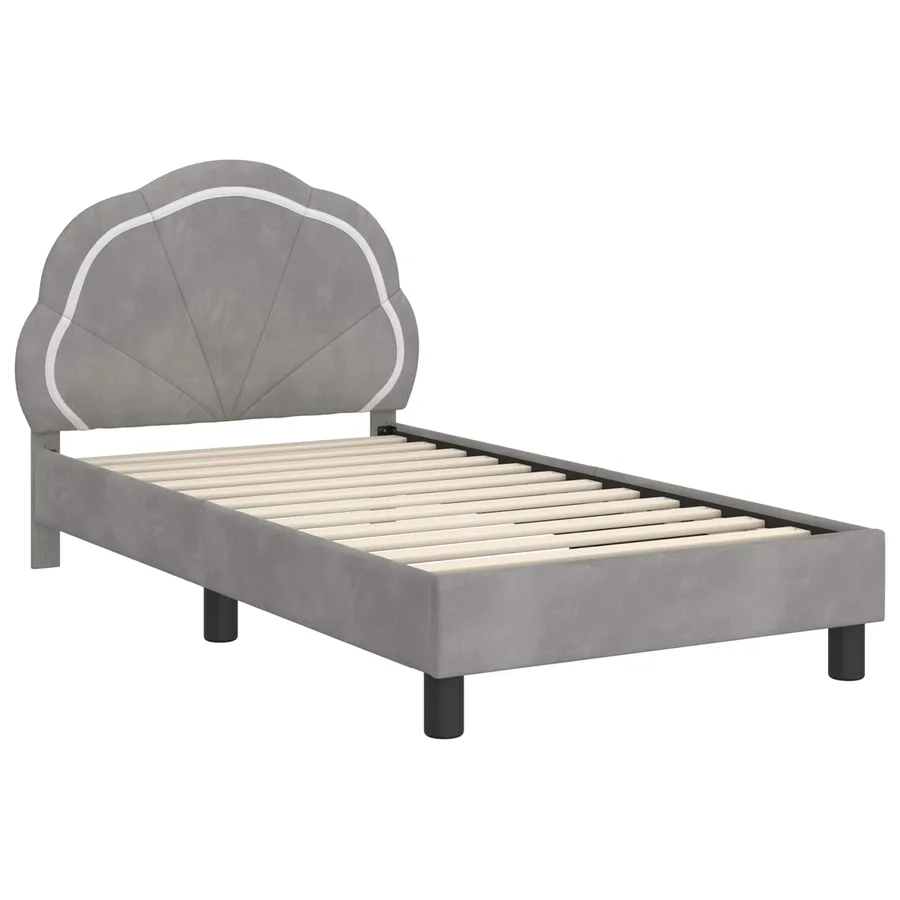 Cadre de lit pour enfants avec tête de lit Gris clair Velours - 4