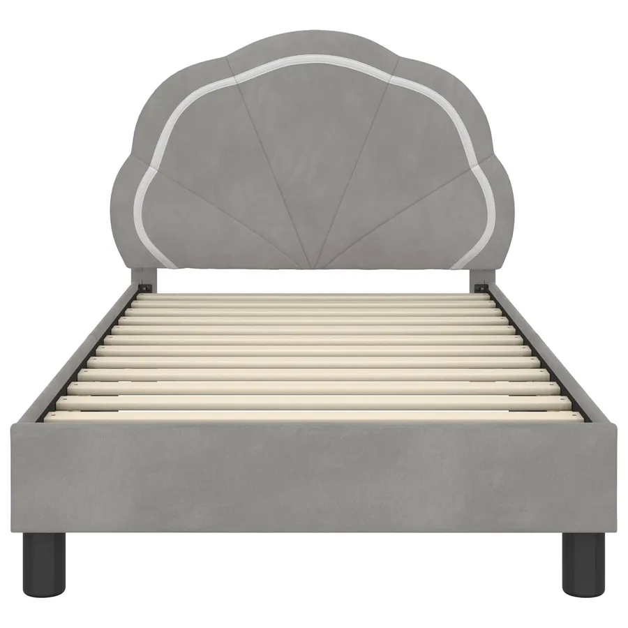 Cadre de lit pour enfants avec tête de lit Gris clair Velours - 5