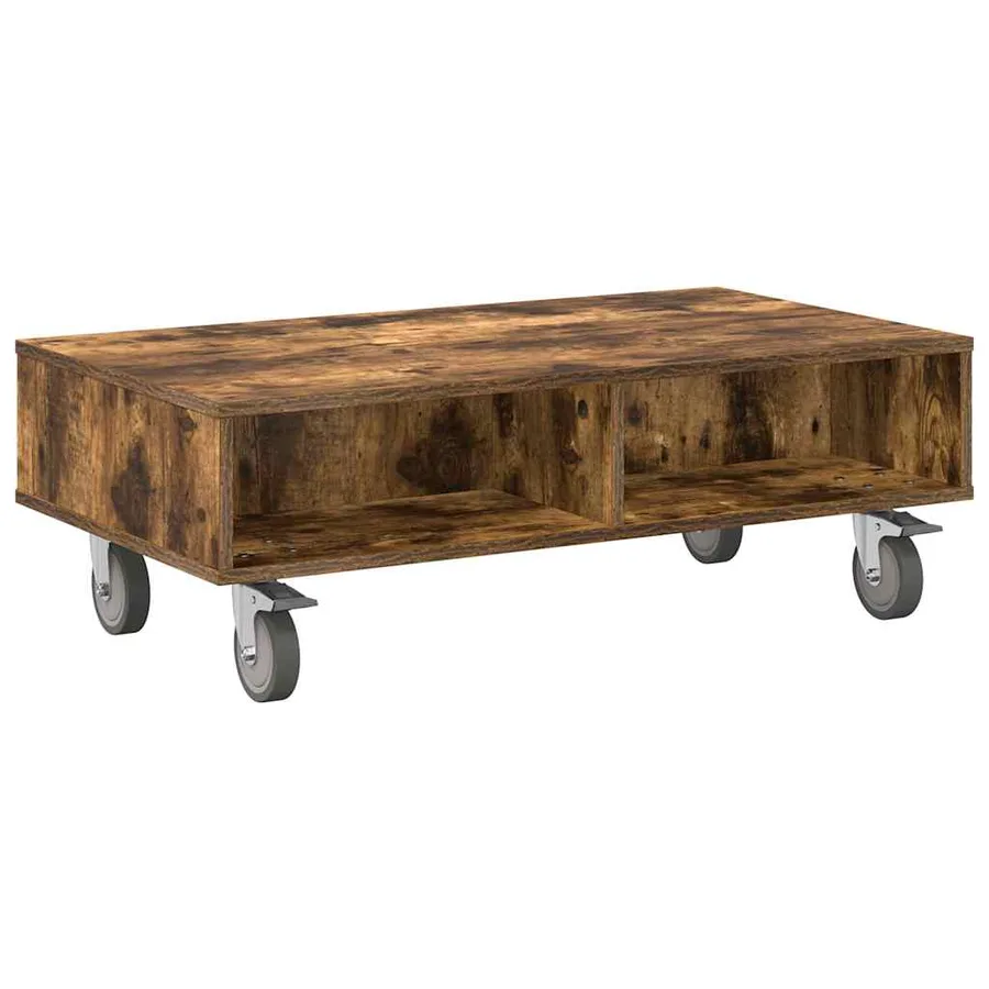 Table d'appoint avec roues Chêne fumé 90 x 50 x 30 cm - 2