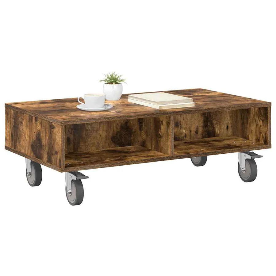 Table d'appoint avec roues Chêne fumé 90 x 50 x 30 cm - 3