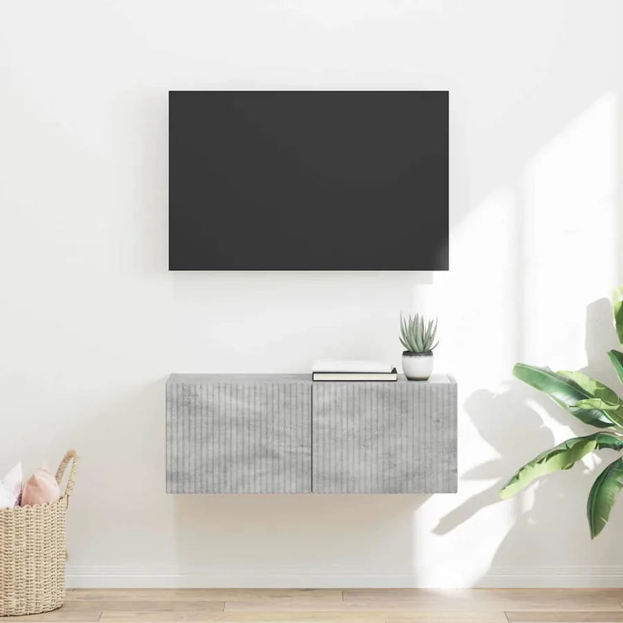 Meuble TV mural Béton 78,5 x 31 x 29,5 cm Bois d'ingénierie