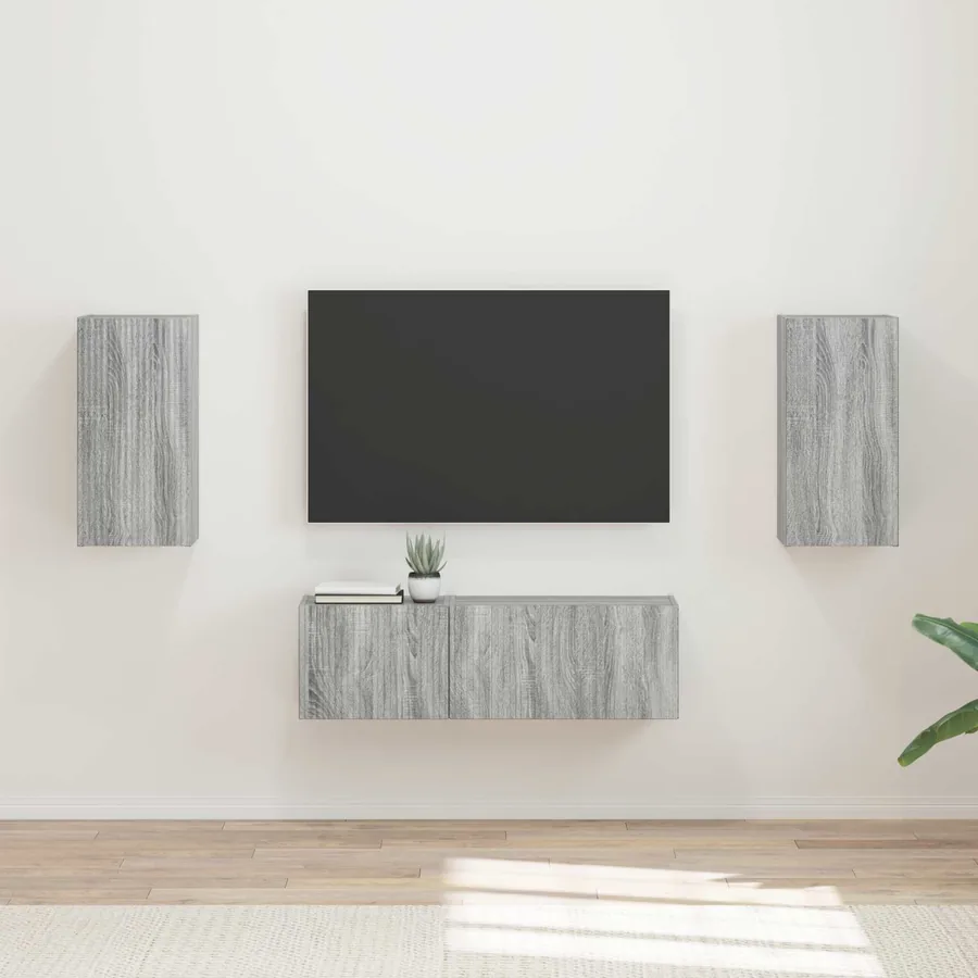 Ensemble de meuble TV mural 4 pcs Gris Sonoma Bois d'ingénierie