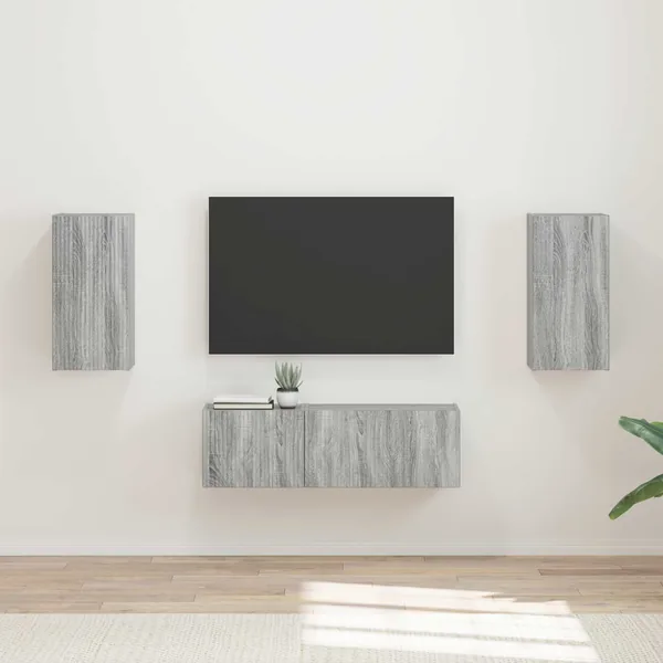 Ensemble de meuble TV mural 4 pcs Gris Sonoma Bois d'ingénierie