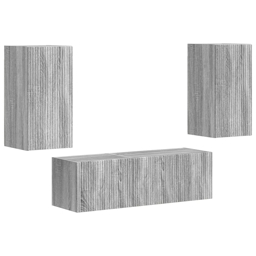 Ensemble de meuble TV mural 4 pcs Gris Sonoma Bois d'ingénierie - 2