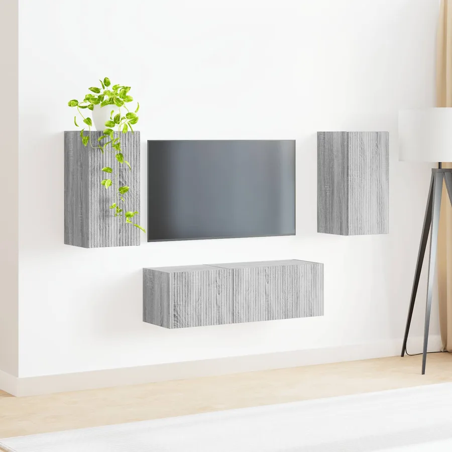 Ensemble de meuble TV mural 4 pcs Gris Sonoma Bois d'ingénierie - 4