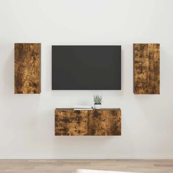 Ensemble meuble TV 2 pcs Chêne fumé Bois d'ingénierie