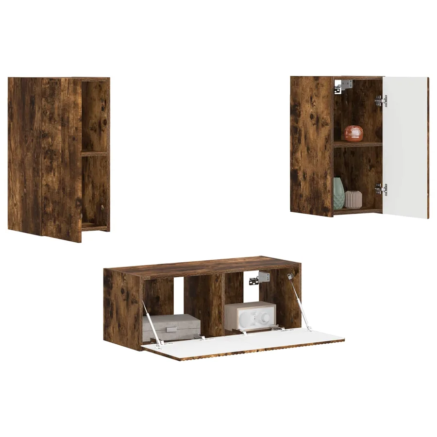 Ensemble meuble TV 2 pcs Chêne fumé Bois d'ingénierie - 3