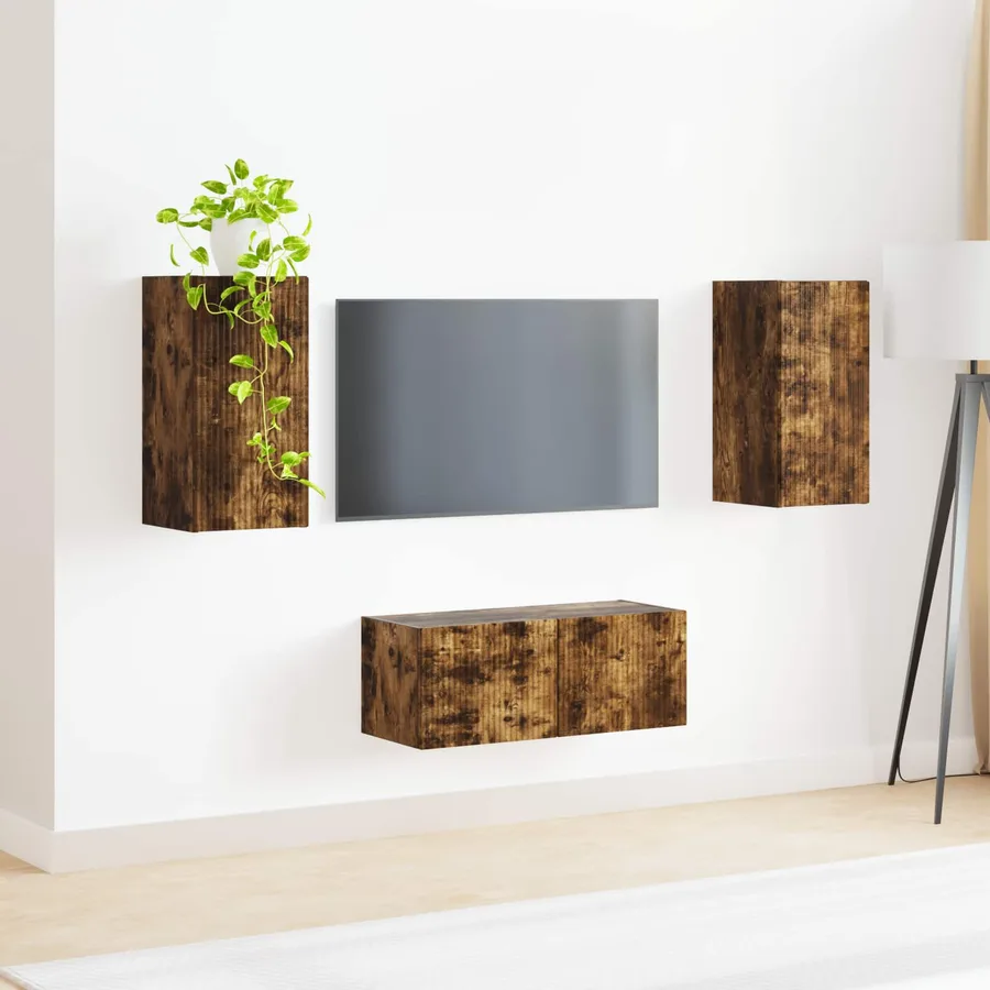 Ensemble meuble TV 2 pcs Chêne fumé Bois d'ingénierie - 4