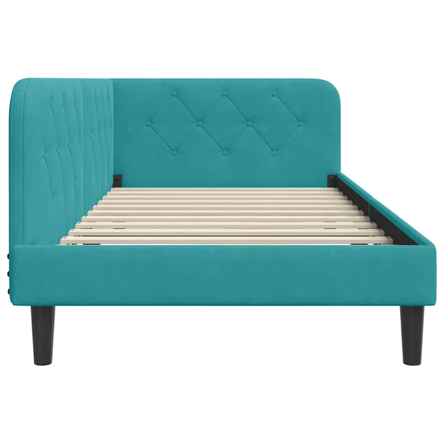 Cadre de lit d'angle Turquoise 100 x 200 cm Velours - 6