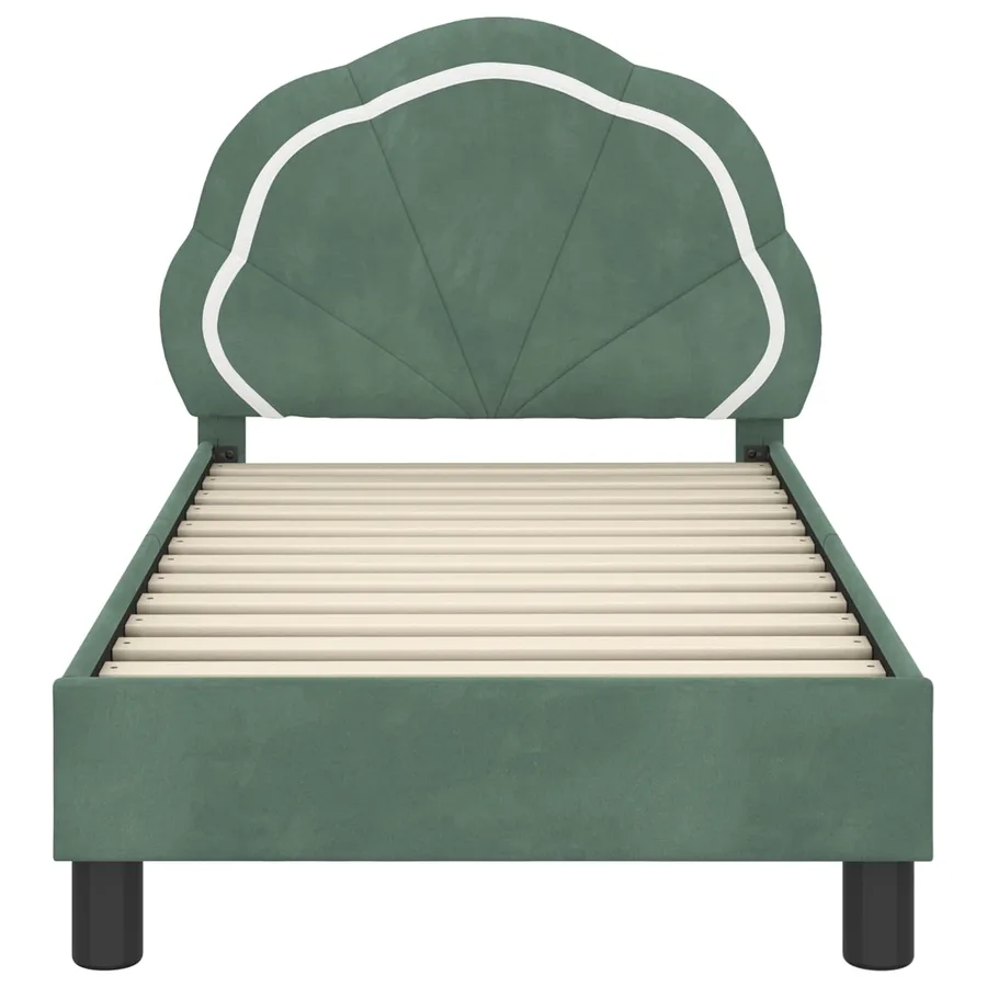 Cadre de lit pour tout-petit avec tête de lit Vert Mer Velours - 5