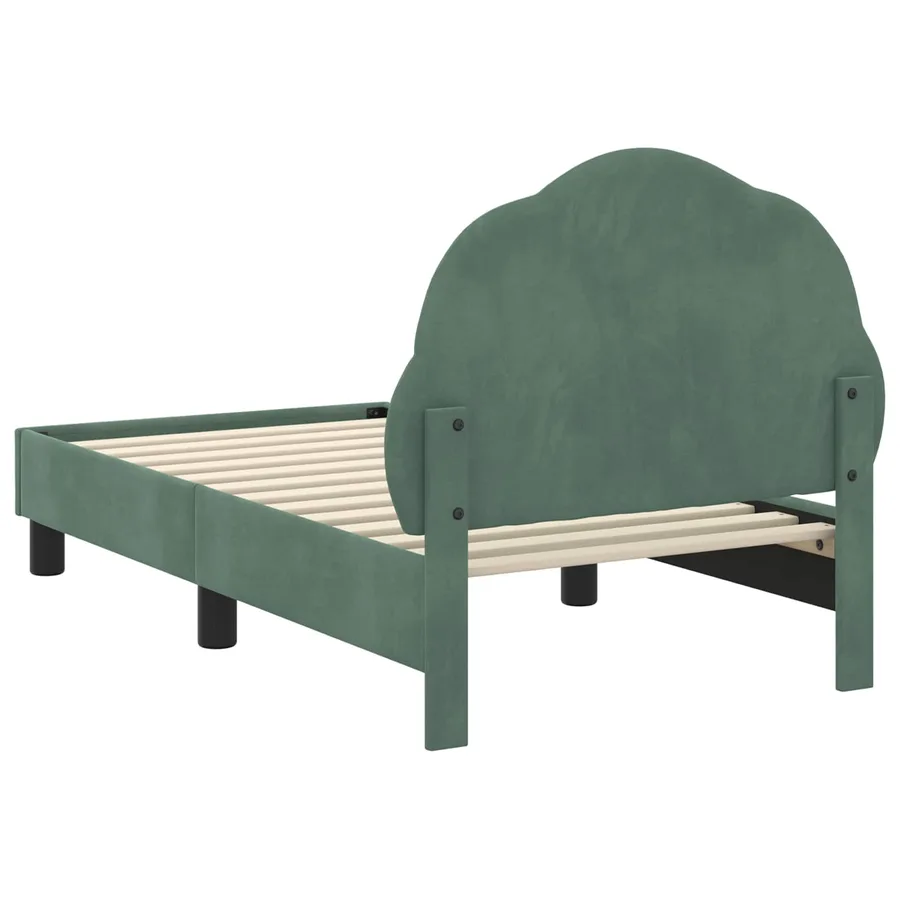 Cadre de lit pour tout-petit avec tête de lit Vert Mer Velours - 7