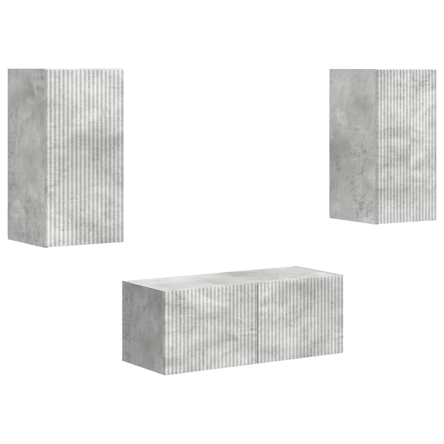 Ensemble meuble TV 2 pcs Gris béton Bois d'ingénierie - 2