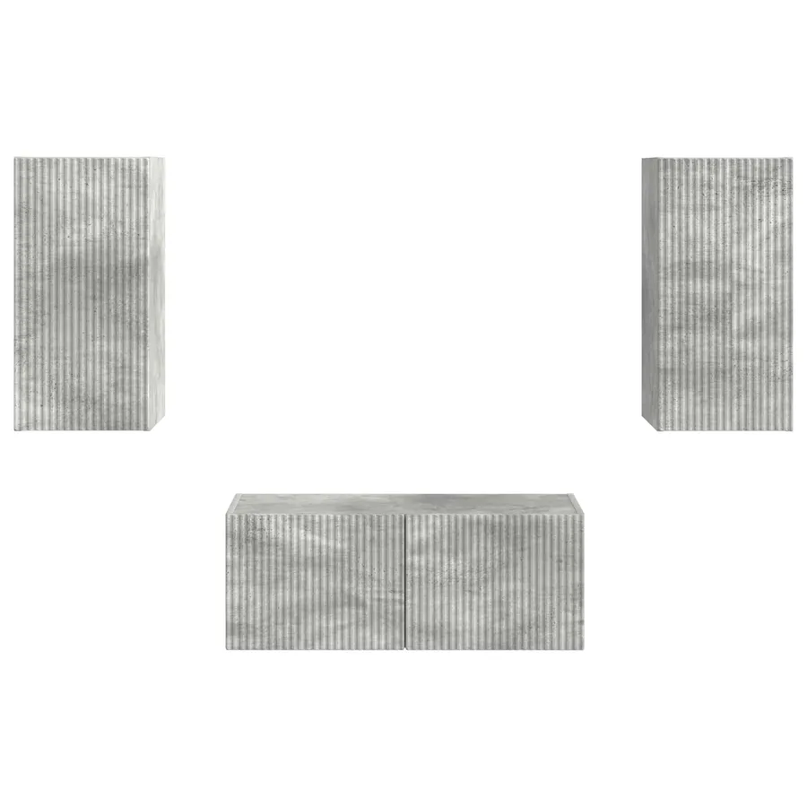 Ensemble meuble TV 2 pcs Gris béton Bois d'ingénierie - 7