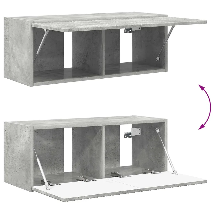 Ensemble meuble TV 2 pcs Gris béton Bois d'ingénierie - 8