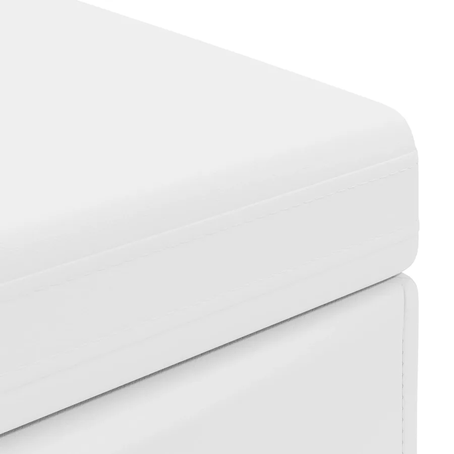 Tabouret Blanc Cuir Synthétique et Bois Composite - 6