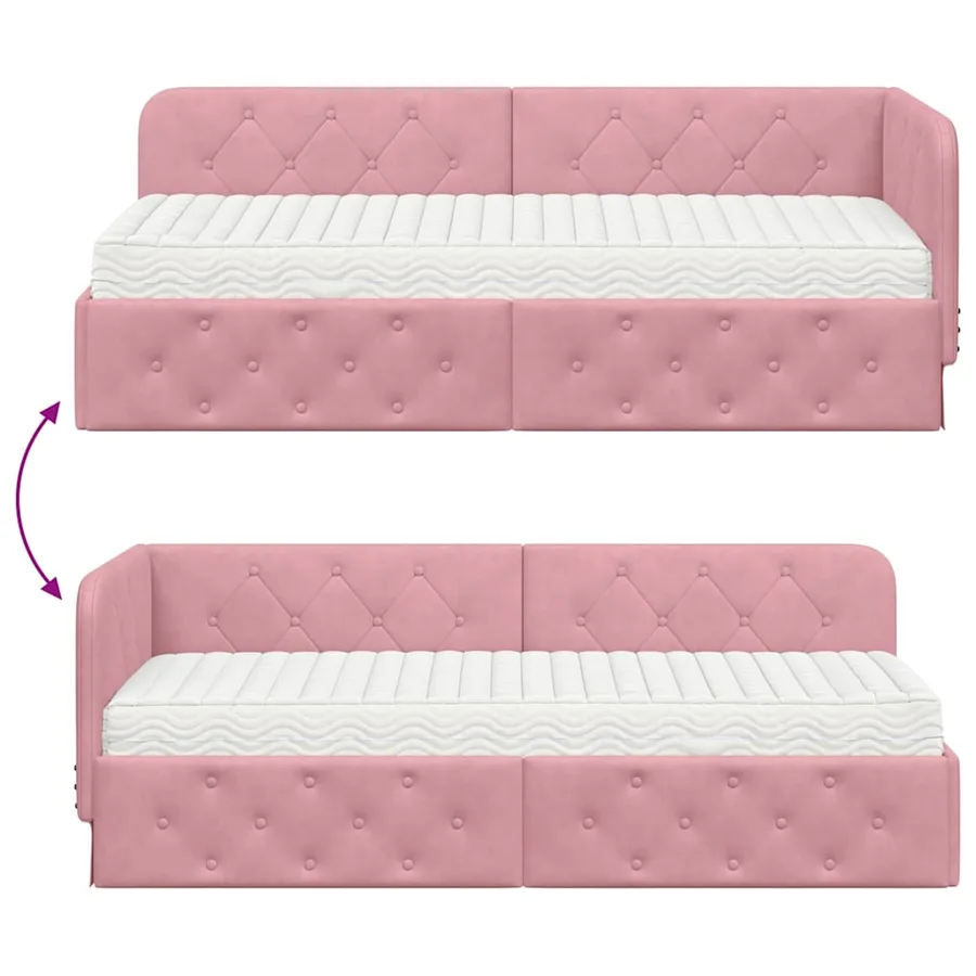 Cadre de lit d'angle Rose 80 x 200 cm Velours - 12