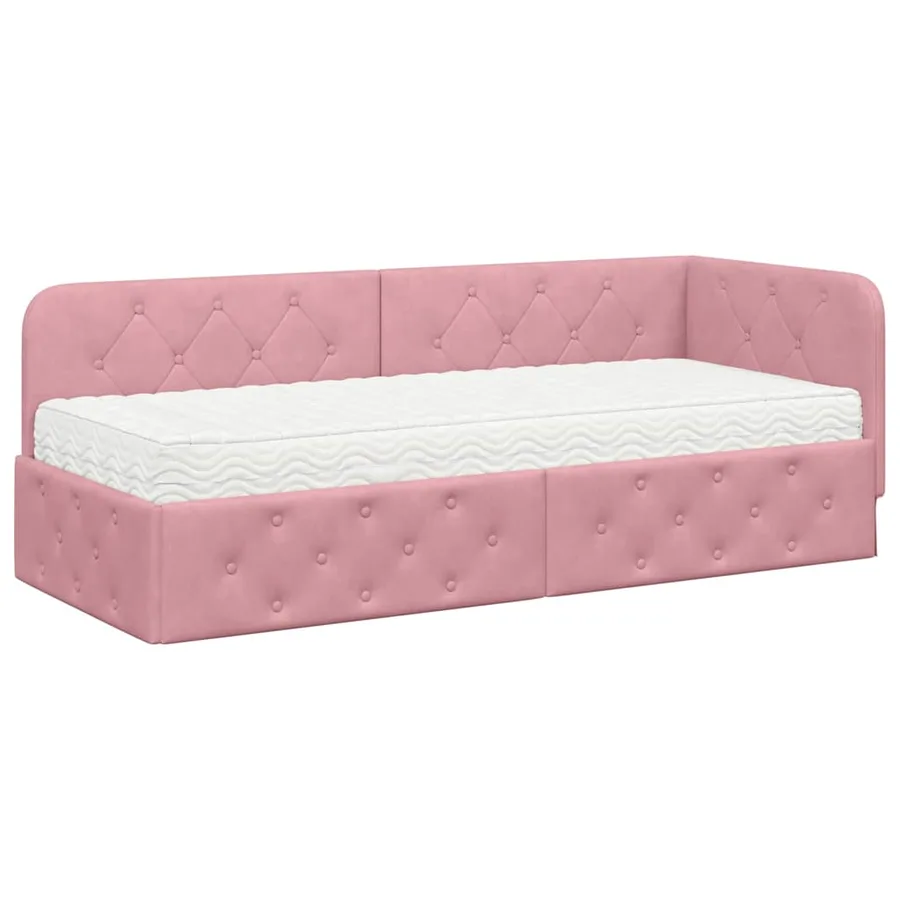 Cadre de lit d'angle Rose 80 x 200 cm Velours - 2