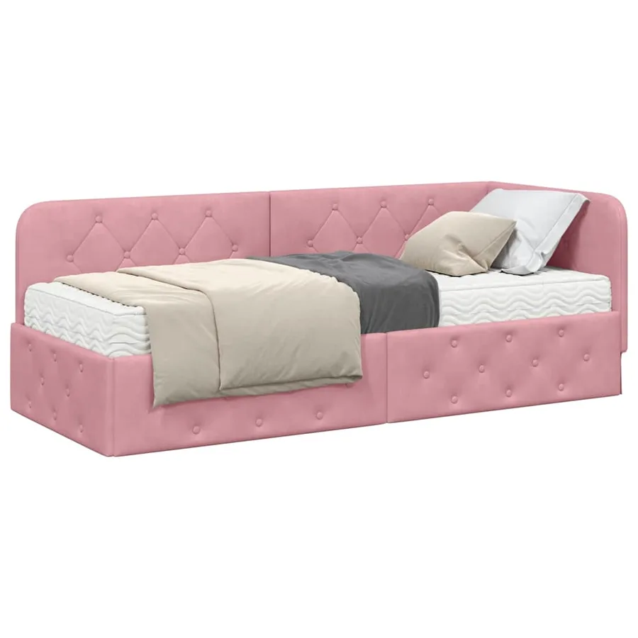 Cadre de lit d'angle Rose 80 x 200 cm Velours - 3