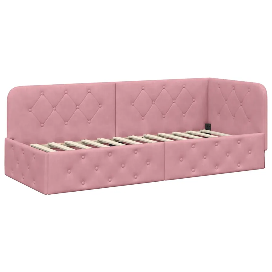 Cadre de lit d'angle Rose 80 x 200 cm Velours - 6
