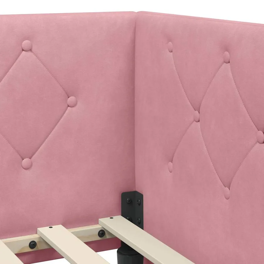 Cadre de lit d'angle Rose 80 x 200 cm Velours - 8