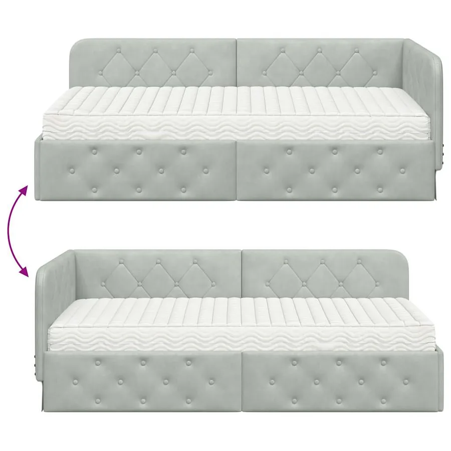 Cadre de lit d'angle Gris clair 100 x 200 cm Velours - 12