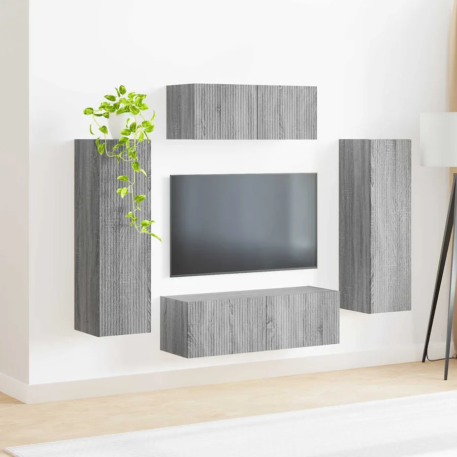 Ensemble meuble TV 3 pcs Gris Sonoma Bois d'ingénierie - 4