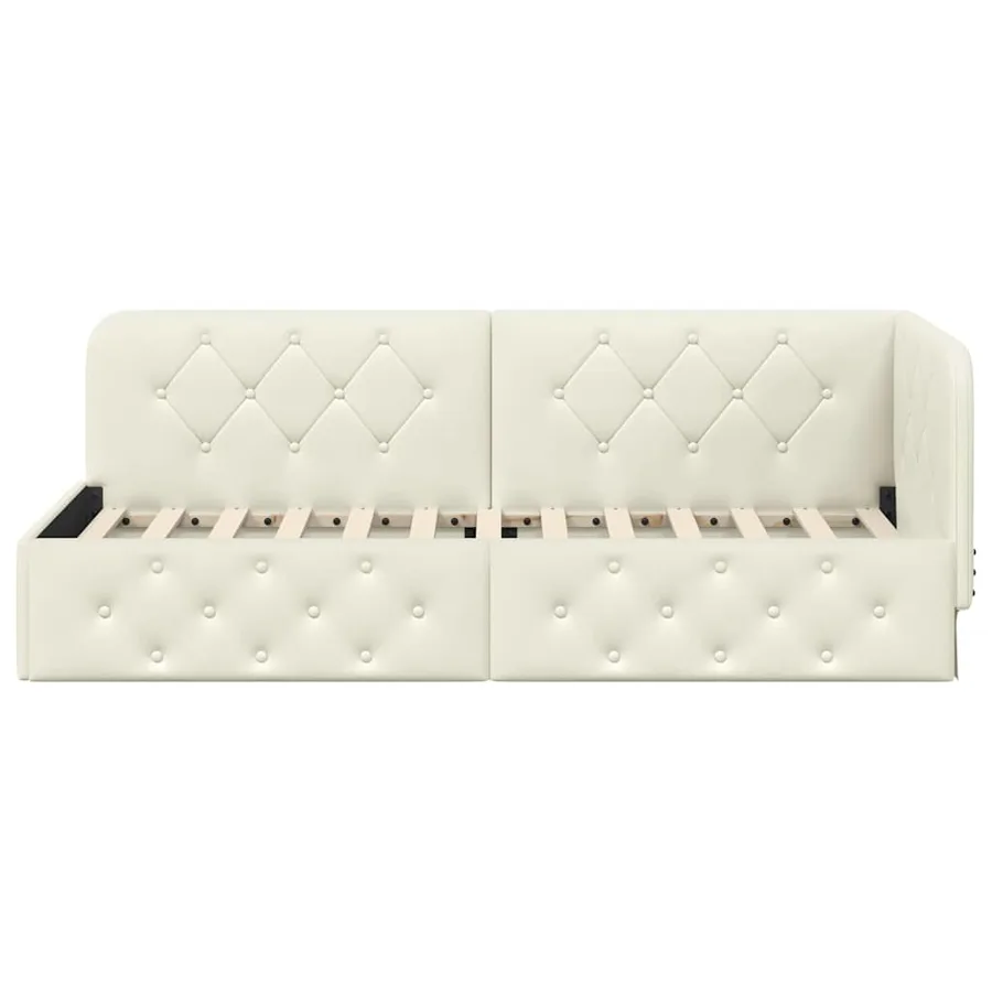 Cadre de lit d'angle Crème 80 x 200 cm Velours - 5