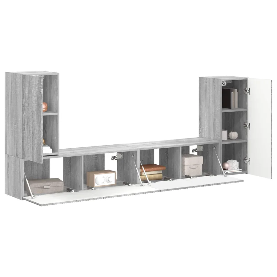 Ensemble meuble TV 4 pcs Gris Sonoma Bois d'ingénierie - 3