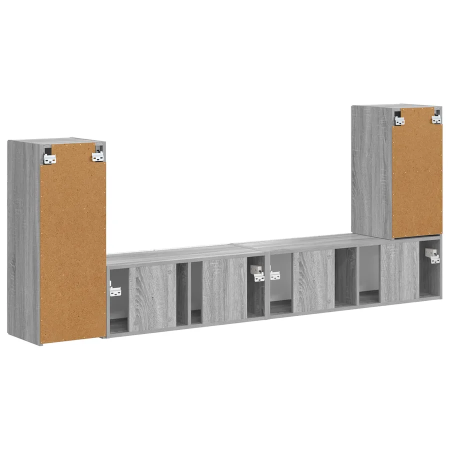 Ensemble meuble TV 4 pcs Gris Sonoma Bois d'ingénierie - 8