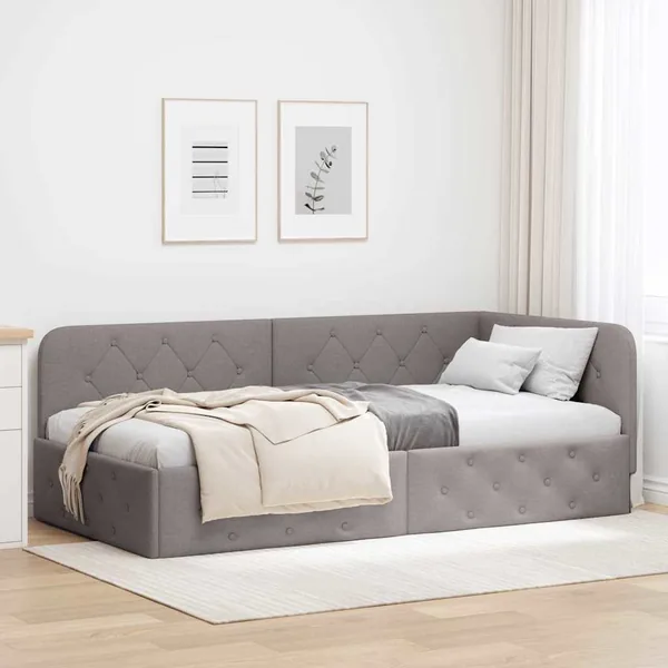 Cadre de lit d'angle Taupe 100 x 200 cm tissu