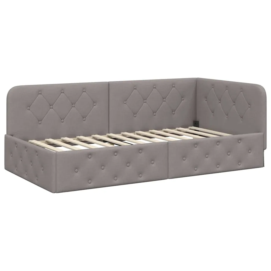 Cadre de lit d'angle Taupe 100 x 200 cm tissu - 2