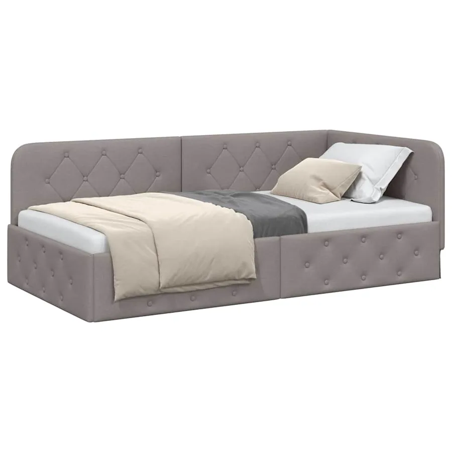 Cadre de lit d'angle Taupe 100 x 200 cm tissu - 3