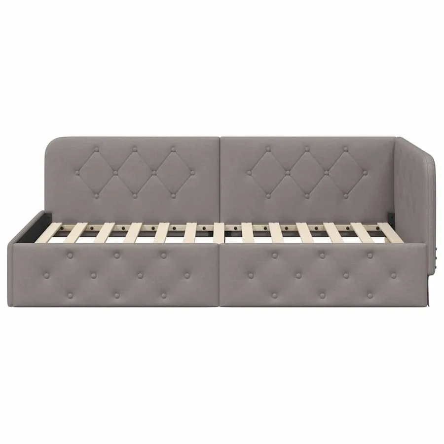 Cadre de lit d'angle Taupe 100 x 200 cm tissu - 5
