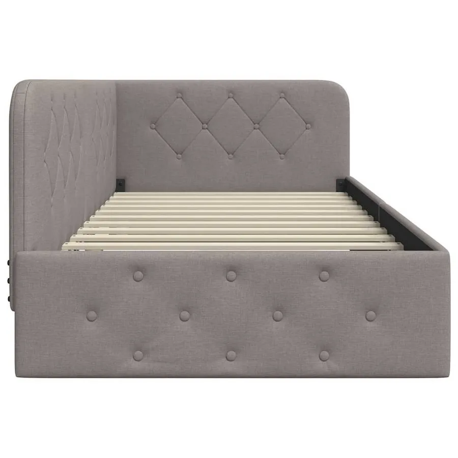 Cadre de lit d'angle Taupe 100 x 200 cm tissu - 6