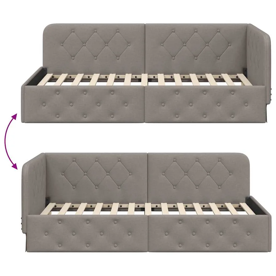 Cadre de lit d'angle Taupe 100 x 200 cm tissu - 9