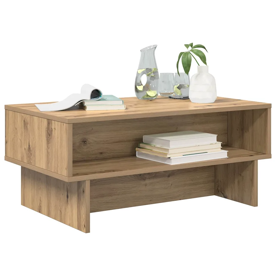 Table basse Chêne artisanal 80 x 46 x 35 cm Bois d'ingénierie - 3