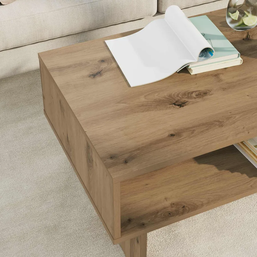 Table basse Chêne artisanal 80 x 46 x 35 cm Bois d'ingénierie - 4