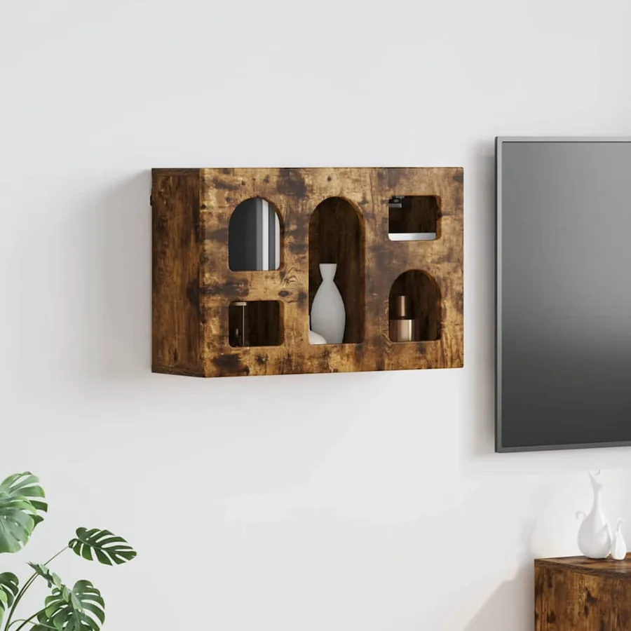 Armoire suspendue avec étagère ELST Chêne fumé 60 x 20 x 40 cm
