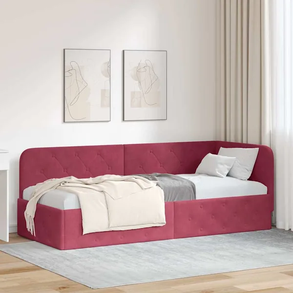 Cadre de lit d'angle Bordeaux 80 x 200 cm Velours