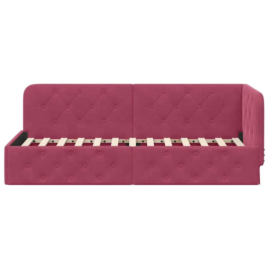 Cadre de lit d'angle Bordeaux 80 x 200 cm Velours - 5