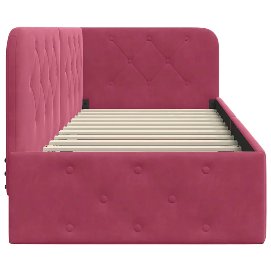 Cadre de lit d'angle Bordeaux 80 x 200 cm Velours - 6