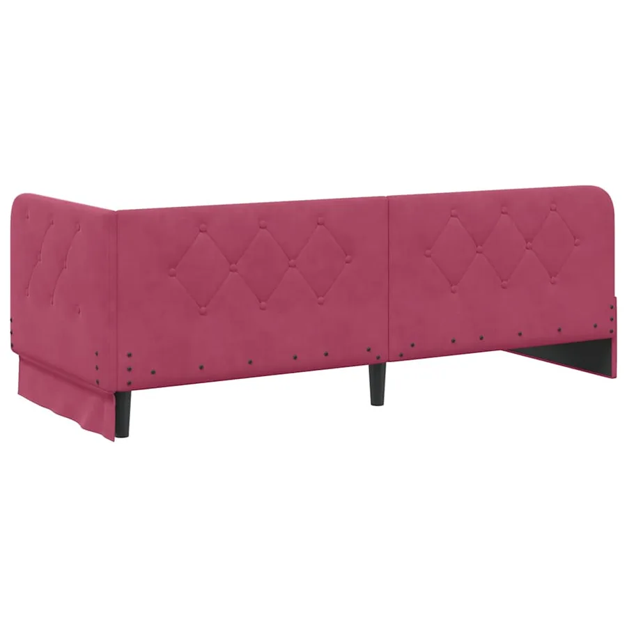 Cadre de lit d'angle Bordeaux 80 x 200 cm Velours - 7