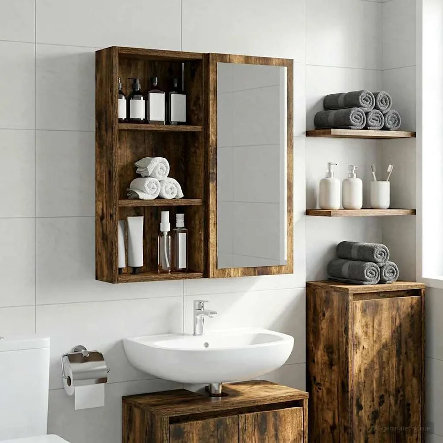 Armoire murale de salle de bain Chêne Fumé 30 x 10 x 60,5 cm