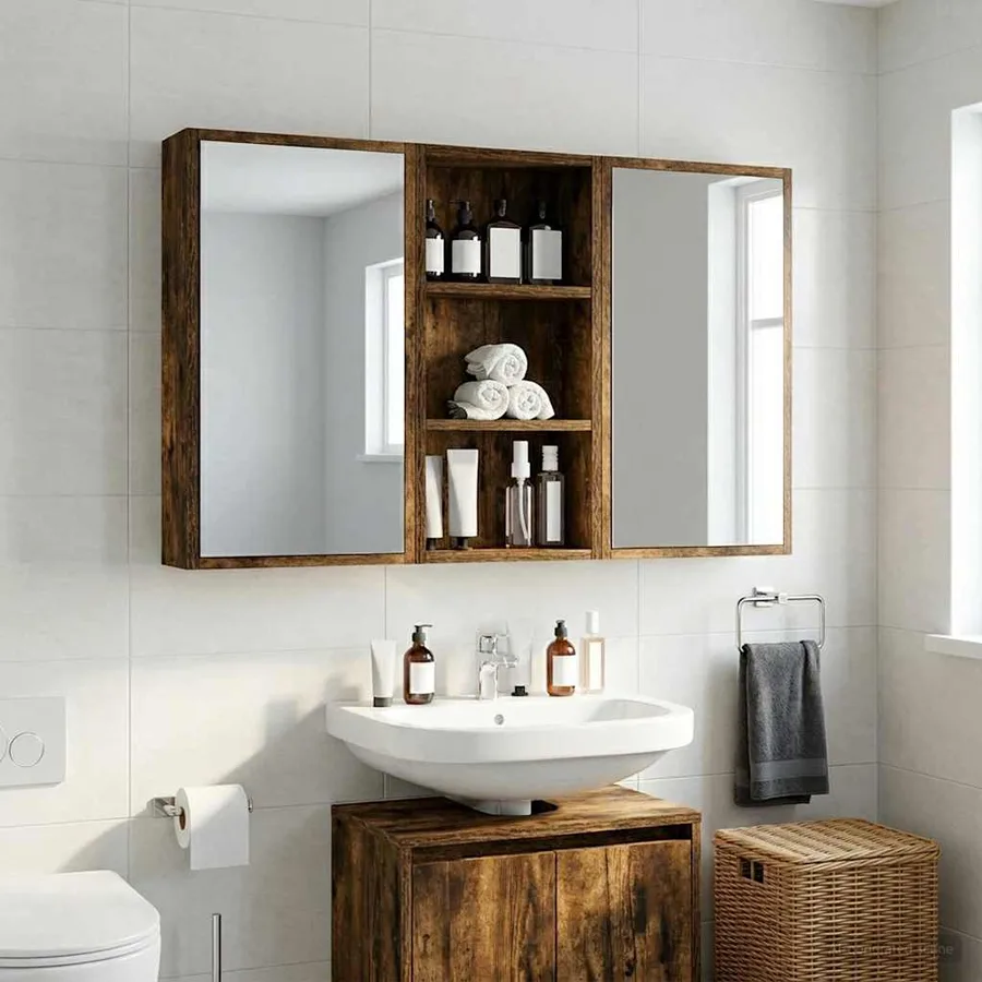 Armoire murale de salle de bain Chêne Fumé 30 x 10 x 60,5 cm - 4