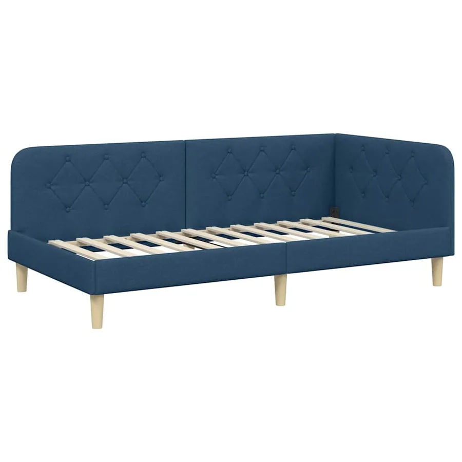 Cadre de lit d'angle Bleu 90 x 200 cm tissu - 2