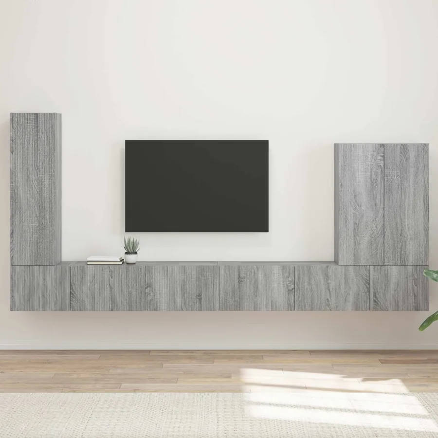 Ensemble de meuble TV mural Montage mural 6 pcs Gris Sonoma
